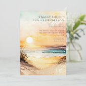 ビーチ素朴サンセットウォーターカラー 招待状 (スタンド正面)