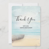 ビーチ素朴シーンとボートありがとう サンキューカード (正面)