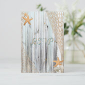 ビーチ素朴スターフィッシュウェディングRSVP 出欠カード (スタンド正面)