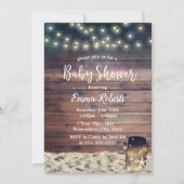 ビーチ素朴スターフィッシュメイソン瓶ベイビーシャワー 招待状 (正面)