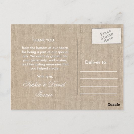 ビーチ素朴スターフィッシュ結婚レースありがとう ポストカード (裏面)