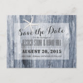 ビーチ素朴ドリフトウッド&スターフィッシュ日付を保存 案内ポストカード (正面)