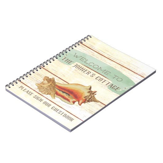 ビーチ素朴ハウスウェルメパーソナライズされたット ノートブック (左側)