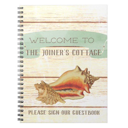 ビーチ素朴ハウスウェルメパーソナライズされたット ノートブック (正面)