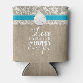 ビーチ素朴バーラップレースサンドド結婚ルズ 缶クーラー