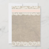 ビーチ素朴バーラップレース結婚式招待状赤面 招待状 (裏面)