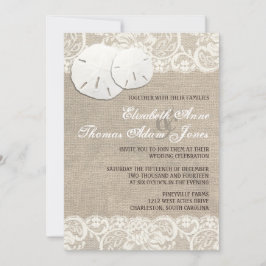 ビーチ素朴バーラップレース結婚式招待状 招待状