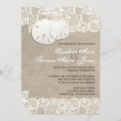 ビーチ素朴バーラップレース結婚式招待状 招待状 (正面/裏面)