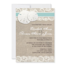 ビーチ素朴バーラップレース結婚式招待状
