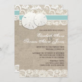 ビーチ素朴バーラップレース結婚式招待状 招待状 (正面/裏面)