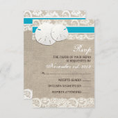 ビーチ素朴バーラップレースRSVPカード – マリブ 出欠カード (正面/裏面)