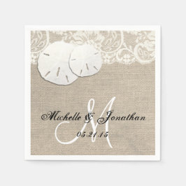 ビーチ素朴バーラップ結婚レースナプキン スタンダードカクテルナプキン