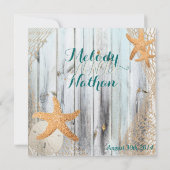 ビーチ素朴ヒトデの結婚式の日付を保存 セーブザデート (裏面)