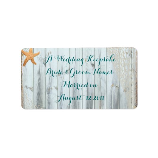 ビーチ素朴ヒトデ結婚式の引き出物リップバーム管 ラベル (正面)