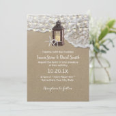 ビーチ素朴ヒトランタンストリングライト結婚ズ 招待状 (スタンド正面)