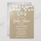 ビーチ素朴ホワイトランタン赤ちゃんシャワー 招待状 (正面/裏面)