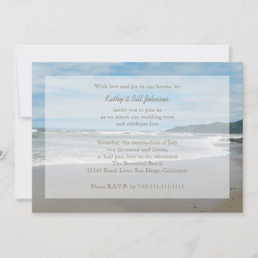 ビーチ結婚の発願 招待状 (正面)