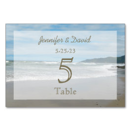 ビーチ結婚をテーマにしたナンバーカード テーブルナンバー