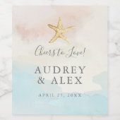 ビーチ結婚をテーマにしたワインボトルラベル ワインラベル (シングルラベル)