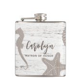 ビーチ結婚をテーマにした木目 フラスク (正面)