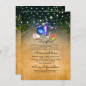 ビーチ結婚カクテル情報ゲスト エンクロージャーカード (正面/裏面)