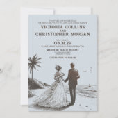 ビーチ結婚カップル 招待状 (正面)