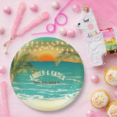 ビーチ結婚サンセットカスタム紙プレート ペーパープレート (パーティー)