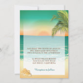 ビーチ結婚サンセット 招待状 (裏面)