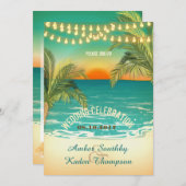 ビーチ結婚サンセット 招待状 (正面/裏面)