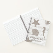 ビーチ結婚テーマのウッドグレインゲストブック ノートブック (内部)