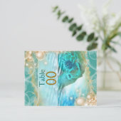 ビーチ結婚テーマのカメ「テーブル番号」 ポストカード (スタンド正面)