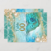 ビーチ結婚テーマのカメ「テーブル番号」 ポストカード (正面/裏面)