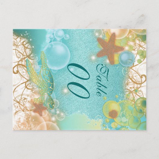 ビーチ結婚テーマの「テーブル番号」 ポストカード (正面)