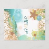 ビーチ結婚テーマの「保存日」 案内ポストカード (裏面)