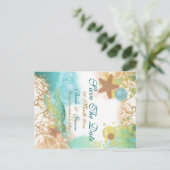 ビーチ結婚テーマの「保存日」 案内ポストカード (スタンド正面)