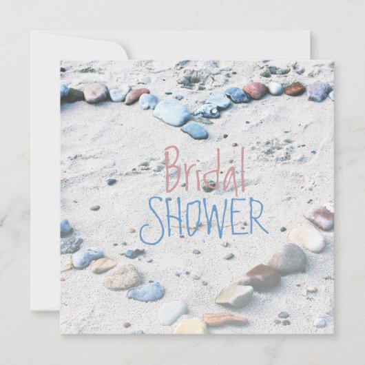 ビーチ結婚ハートブライダルシャワー 招待状 (正面)