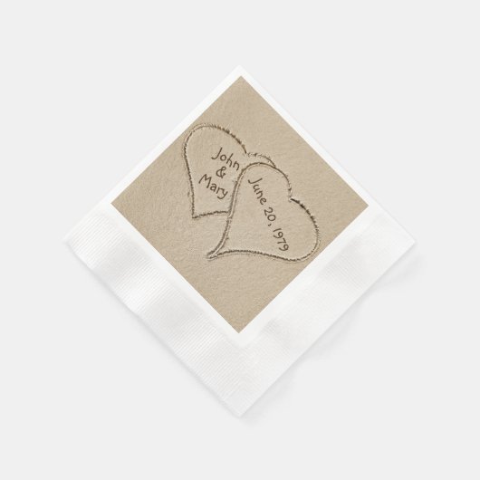 ビーチ結婚ハート記念日 縁ありカクテルナプキン (角)