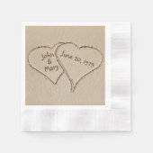 ビーチ結婚ハート記念日 縁ありカクテルナプキン (正面)