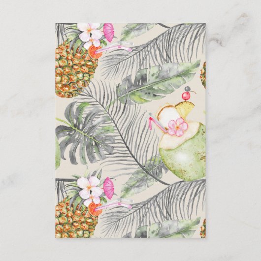 ビーチ結婚パイナップル情報ゲストカード エンクロージャーカード (裏面)