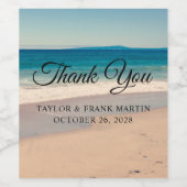 ビーチ結婚写真ありがとう ワインラベル (シングルラベル)