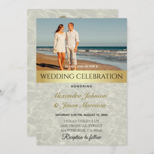 ビーチ結婚写真 招待状 (正面/裏面)