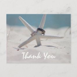 ビーチ結婚式ありがとうコメント付き写真 ポストカード