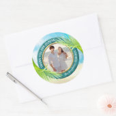 ビーチ結婚式お気に入りフォトパームリーフトロピカル ラウンドシール (封筒)