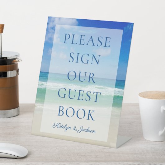 ビーチ結婚式お申し込み当社の海ゲストブック 台座サイン (インサイチュ)