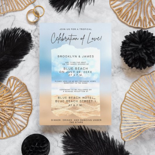 ビーチ結婚式お祝いオブラブサマー 招待状