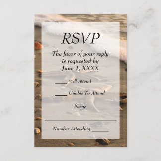 ビーチ結婚式かイベントRSVP 出欠カード