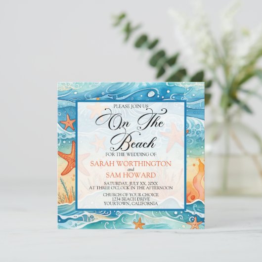 ビーチ結婚式で 招待状 (スタンド正面)