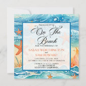 ビーチ結婚式で 招待状 (正面)