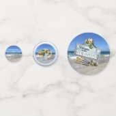 ビーチ結婚式とホワイトフロリブンダバラ コンフェッティ (裏面)