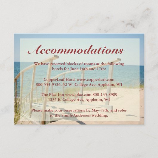 ビーチ結婚式のエンクロージャカード-ビーチの階段 エンクロージャーカード (正面)